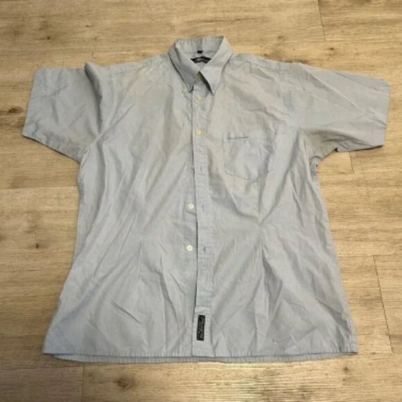 Ben Sherman Button Down Shirt Short Sleeve Light Blue XL Mens Vtg Punk Oi! GBh‎ - Picture 1 of 8
